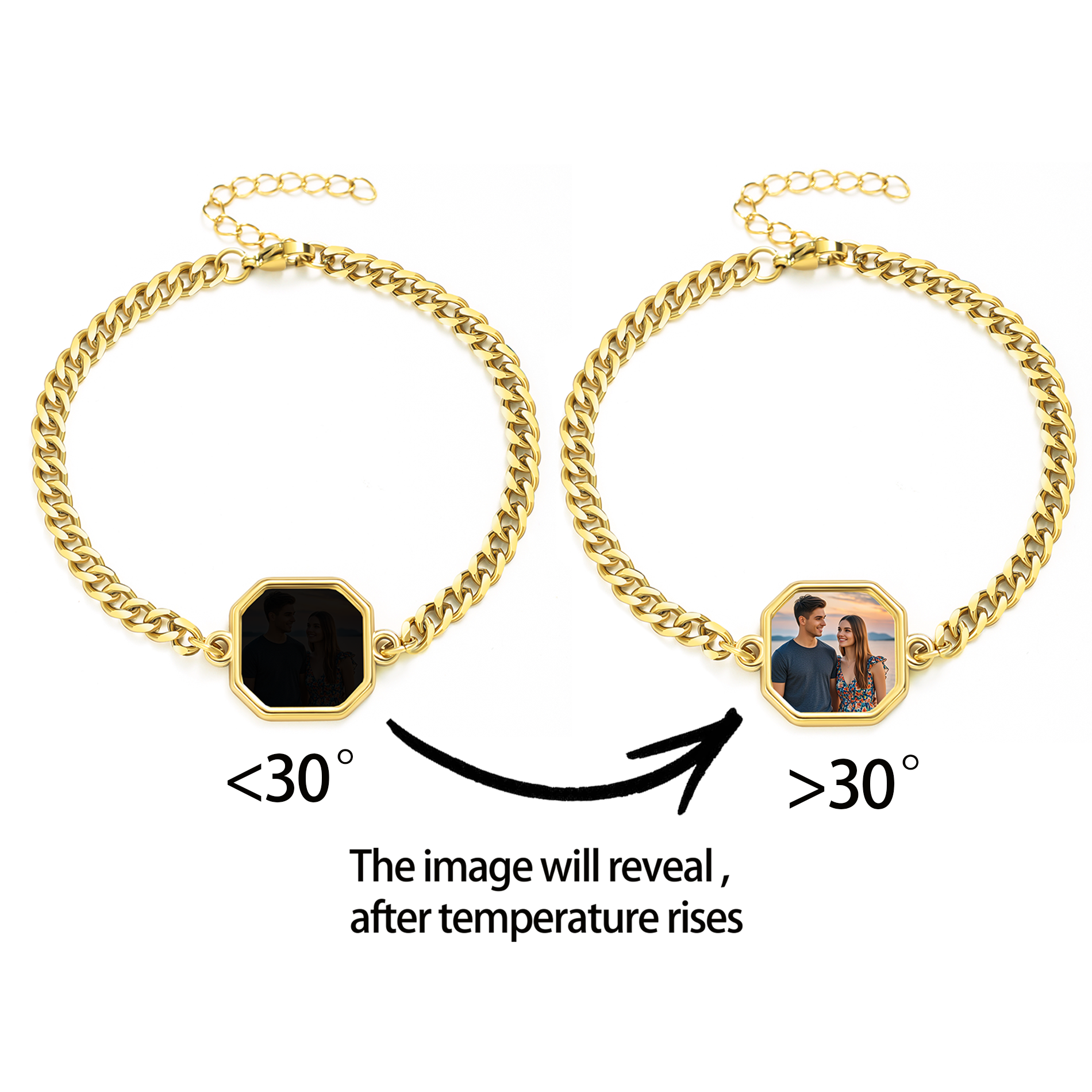 Personalized Square Heat-Activated Magic Bracelet with Hidden Picture