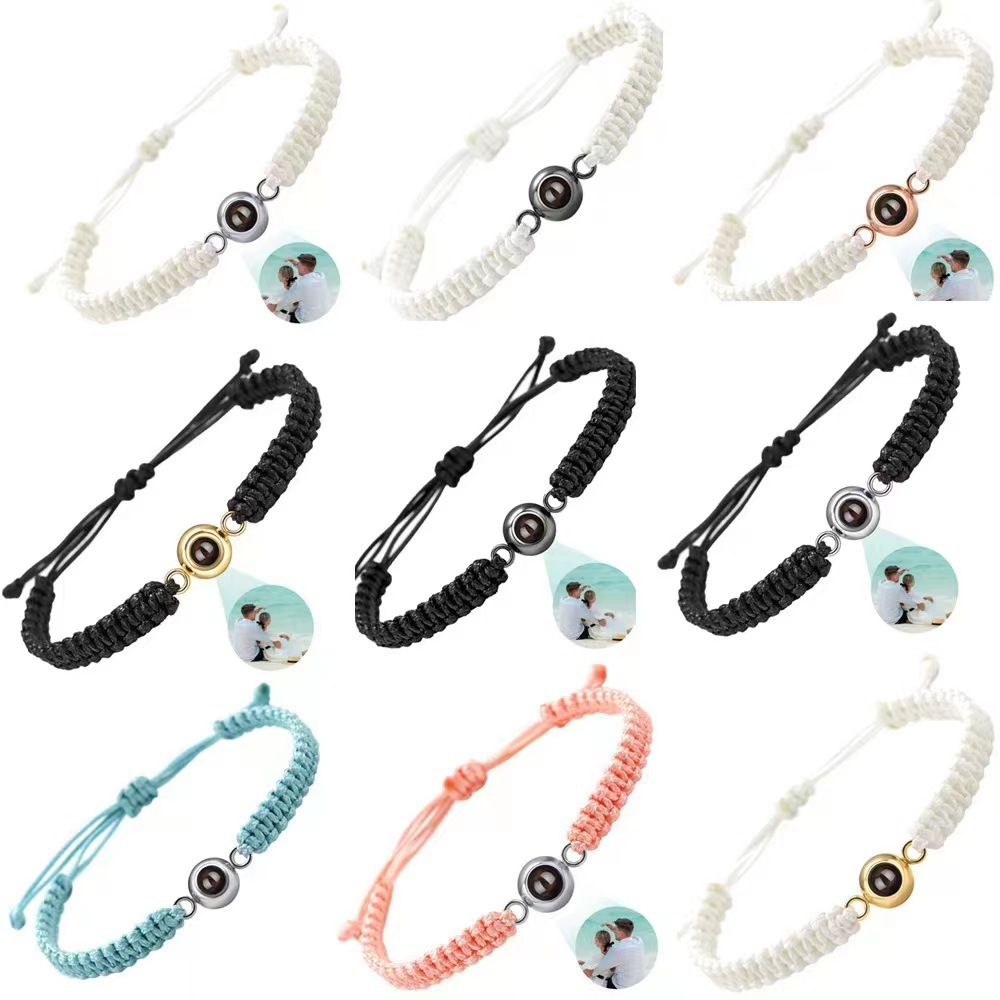 Personalized Photo Projection Flat Knot Bracelet