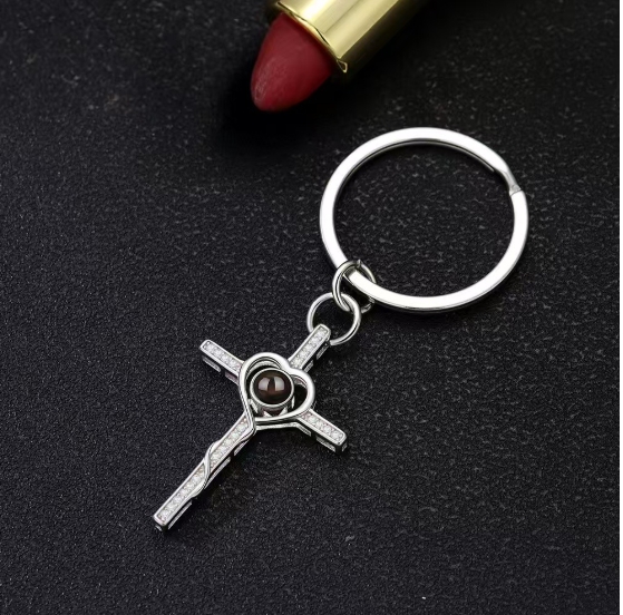 Personalized Photo Custom Cross Keychin