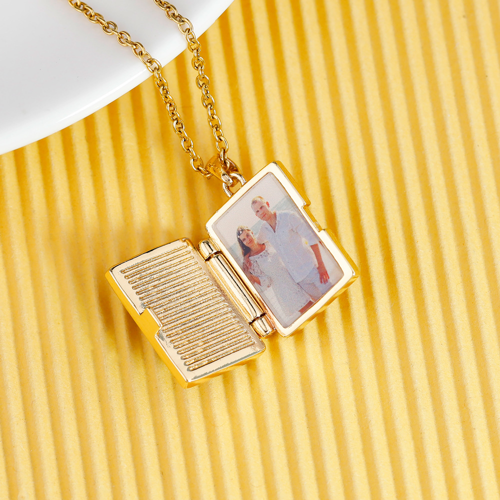 Personalized book photo necklace