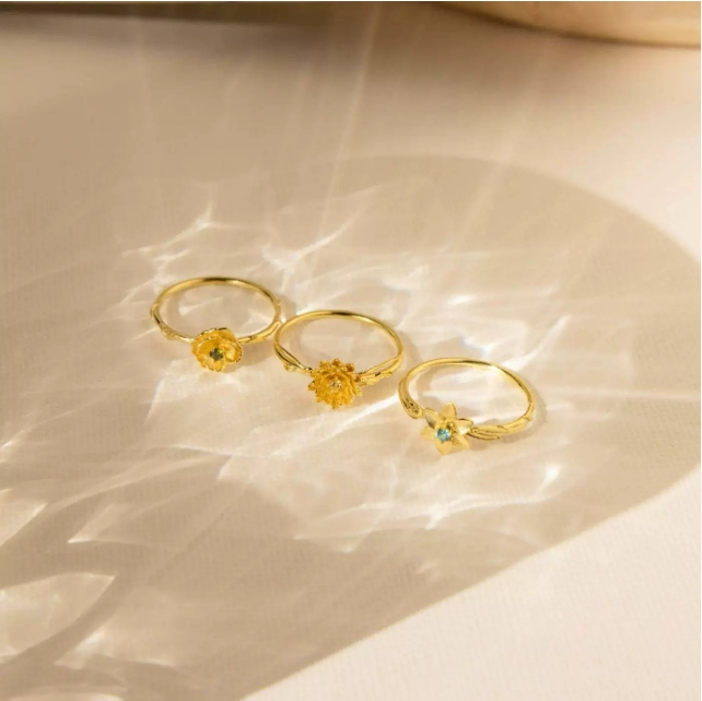 Three Edimensional Birth Flower Ring