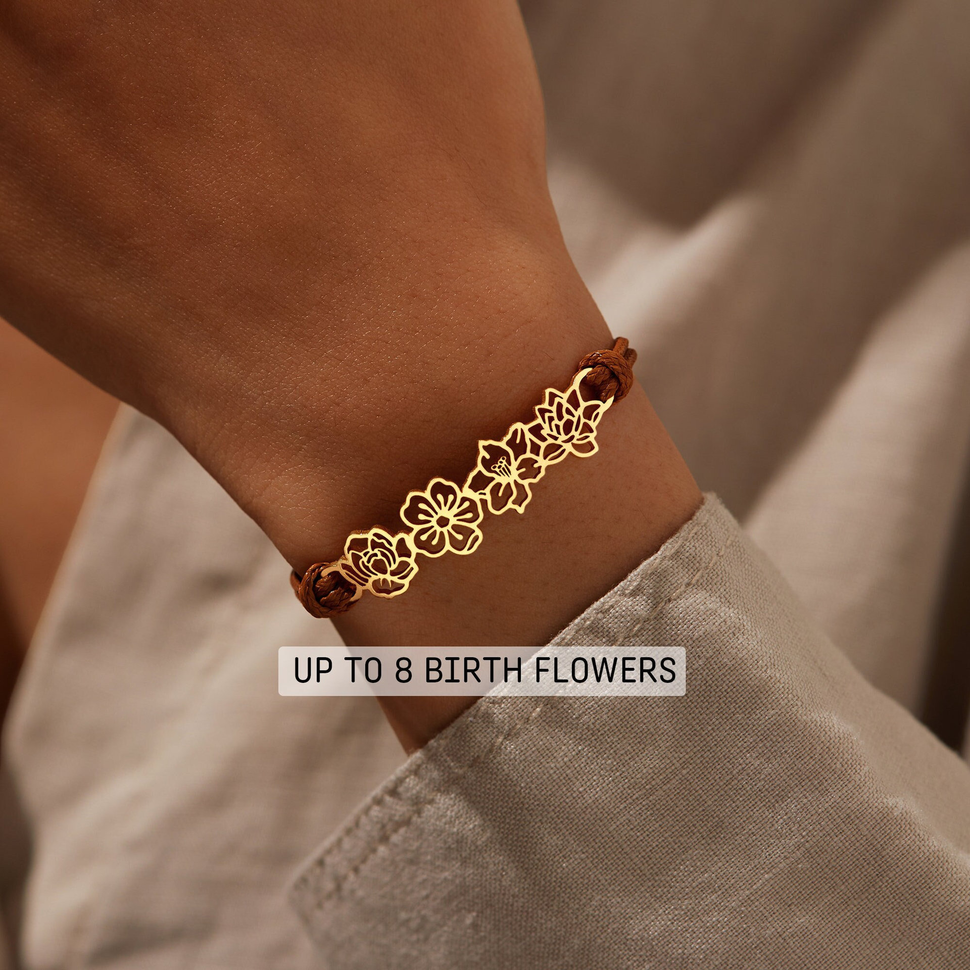 Personalized Titanium Steel Birth Flower Bracelet