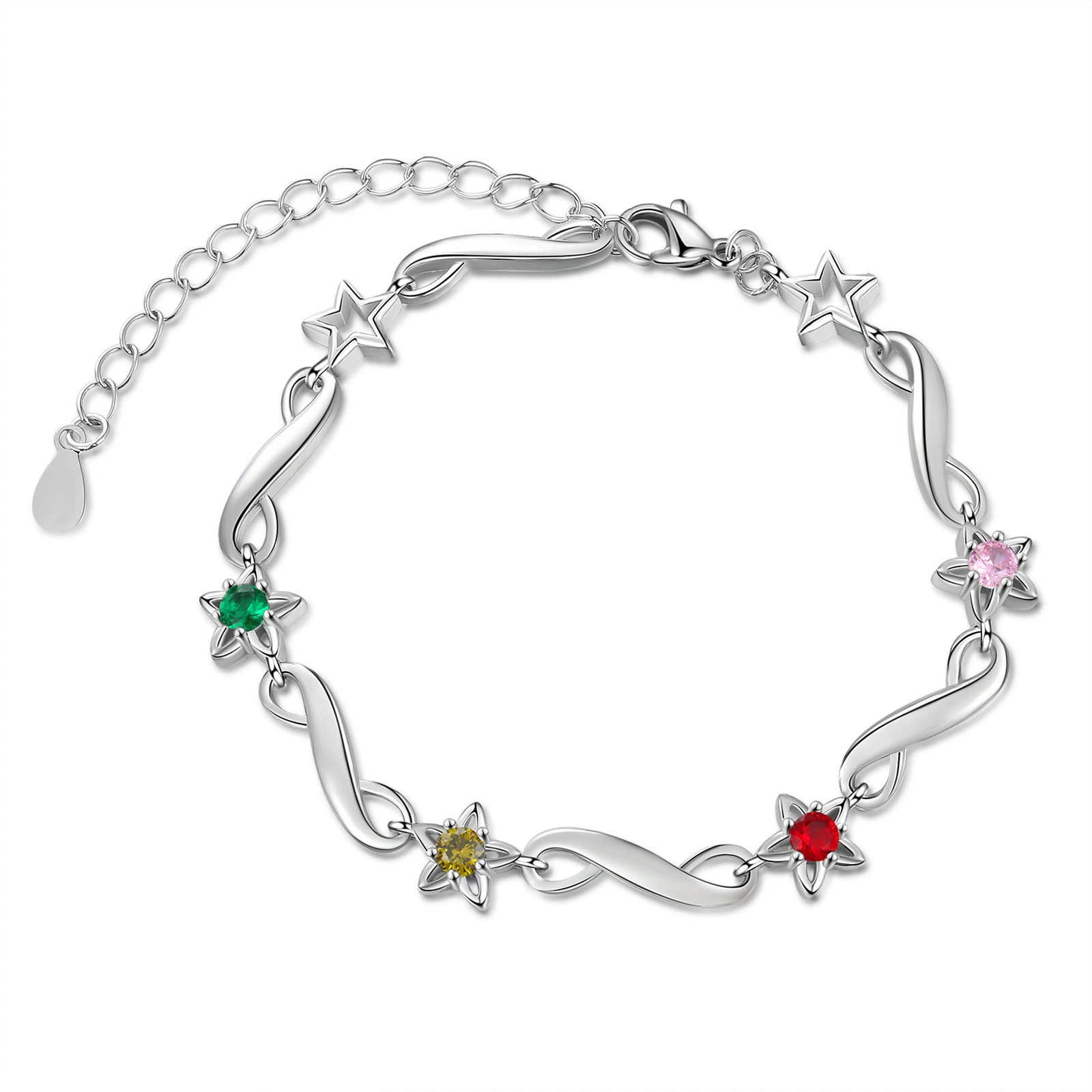 Personalized Infinity Star Birthstone Bracelet - Custom Engraved Copper Star Jewelry - Gift For Her