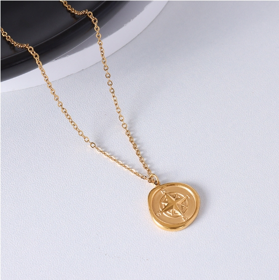 Round compass irregular geometric necklace lock