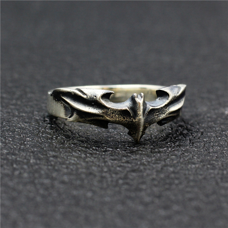 Custom Batman Ring Gothic Men's Jewelry - Personalized Name Hand Carved Oxidized Ring - Hero Symbol Dark Knight Statement Ring