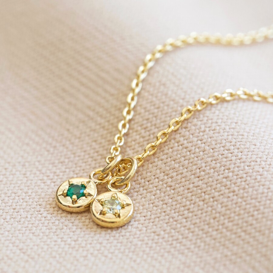 Personalized Birthstone Necklace - Custom Name Engraving Star Pendant in Copper with Zircon - Unique Minimalist Jewelry Gift for Her