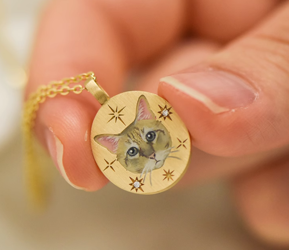 Custom Pet Memorial Necklace - Personalized Photo and Birthstone Pet ID Tag - Engravable Pet Loss Jewelry - Stainless Steel Pet Keepsake Pendant