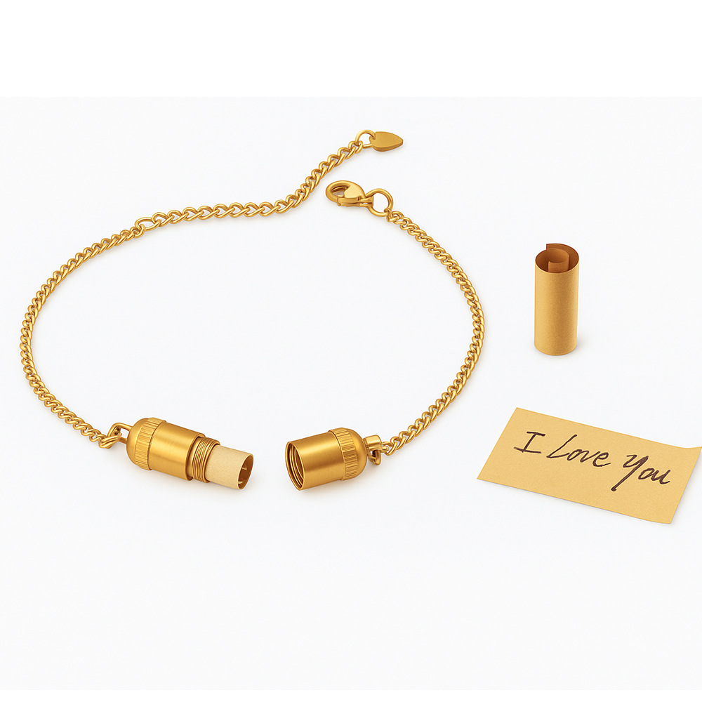 Personalized Message Capsule Bracelet - Stainless Steel Time Capsule Bracelet with Hidden Note - Adjustable Minimalist Jewelry for Couples