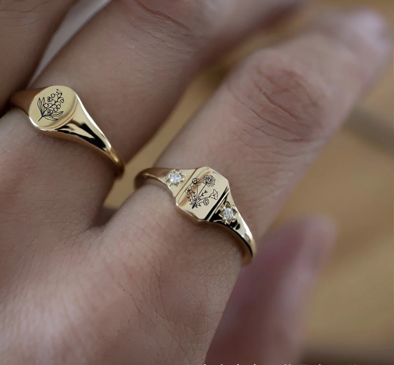Personalized Memorial Birthstone Ring - Custom Engraved Birth Flower or Name Ring, Adjustable Copper Band, Heart Wing Jewelry for Loved Ones