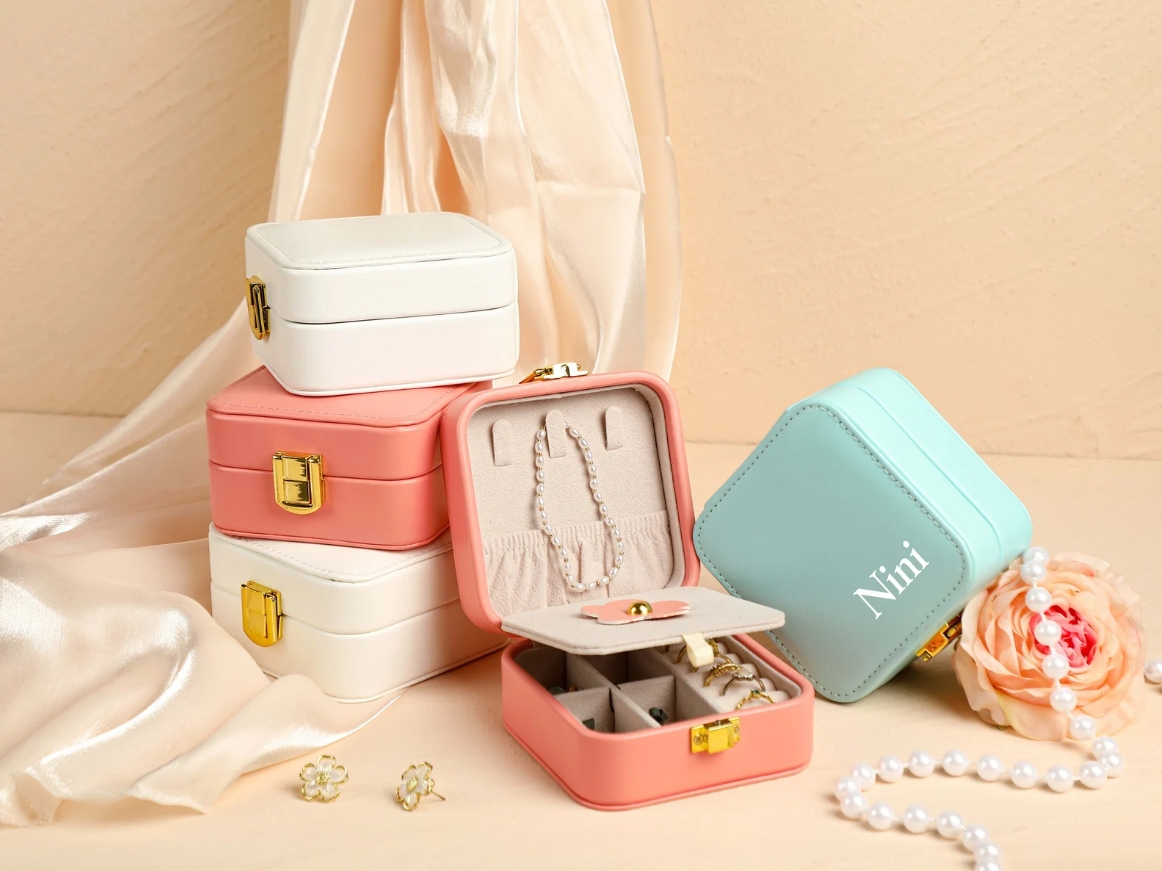 Personalized Leather Jewelry Box With Mirror