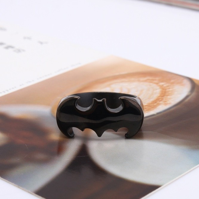 Personalizded Bat Wing Ring - Custom Engraved Stainless Steel Band - Vintage Punk Jewelry for Men