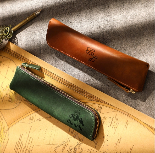 Custom Engrave Leather Pen Pouch
