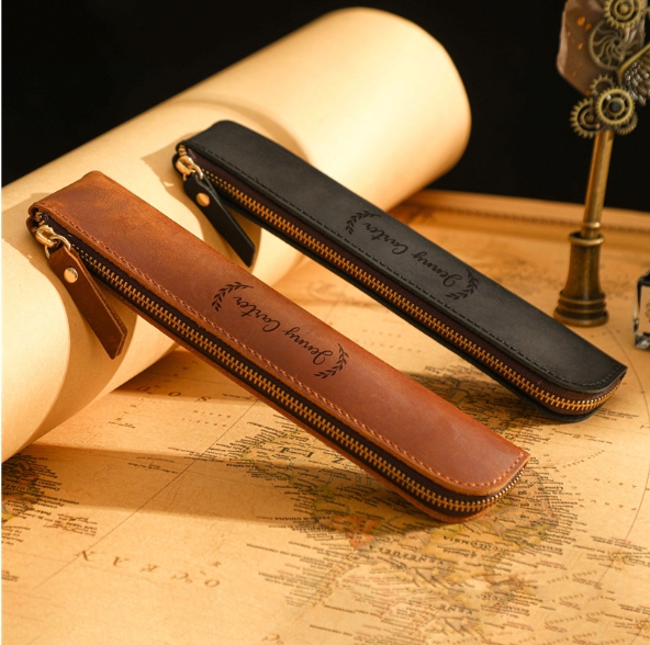 Custom Engrave Leather Pen Pouch