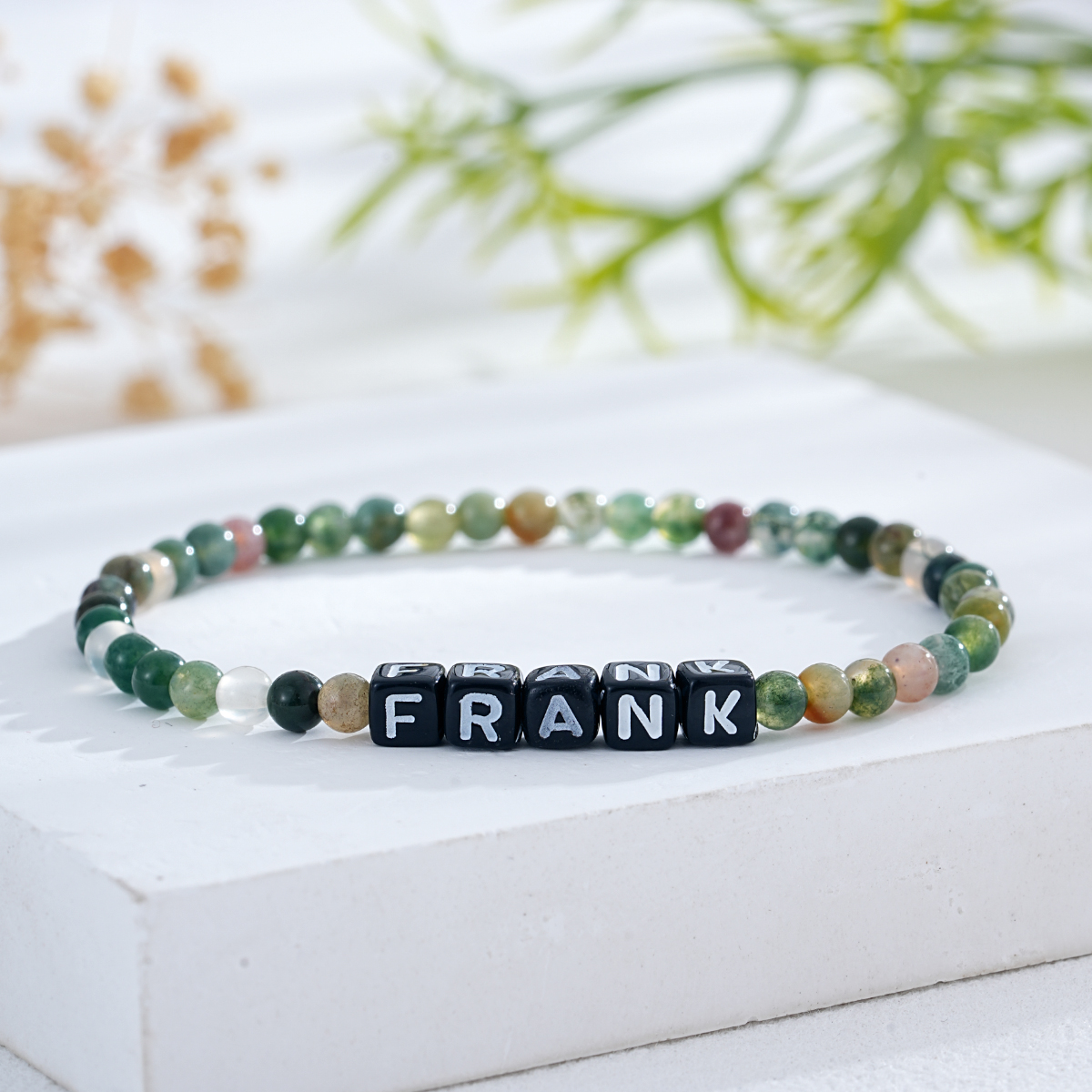 Customized letter natural stone bracelet
