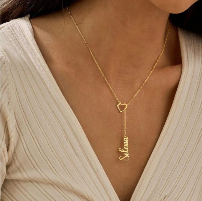 Customized Name Heart Y-Shaped necklace