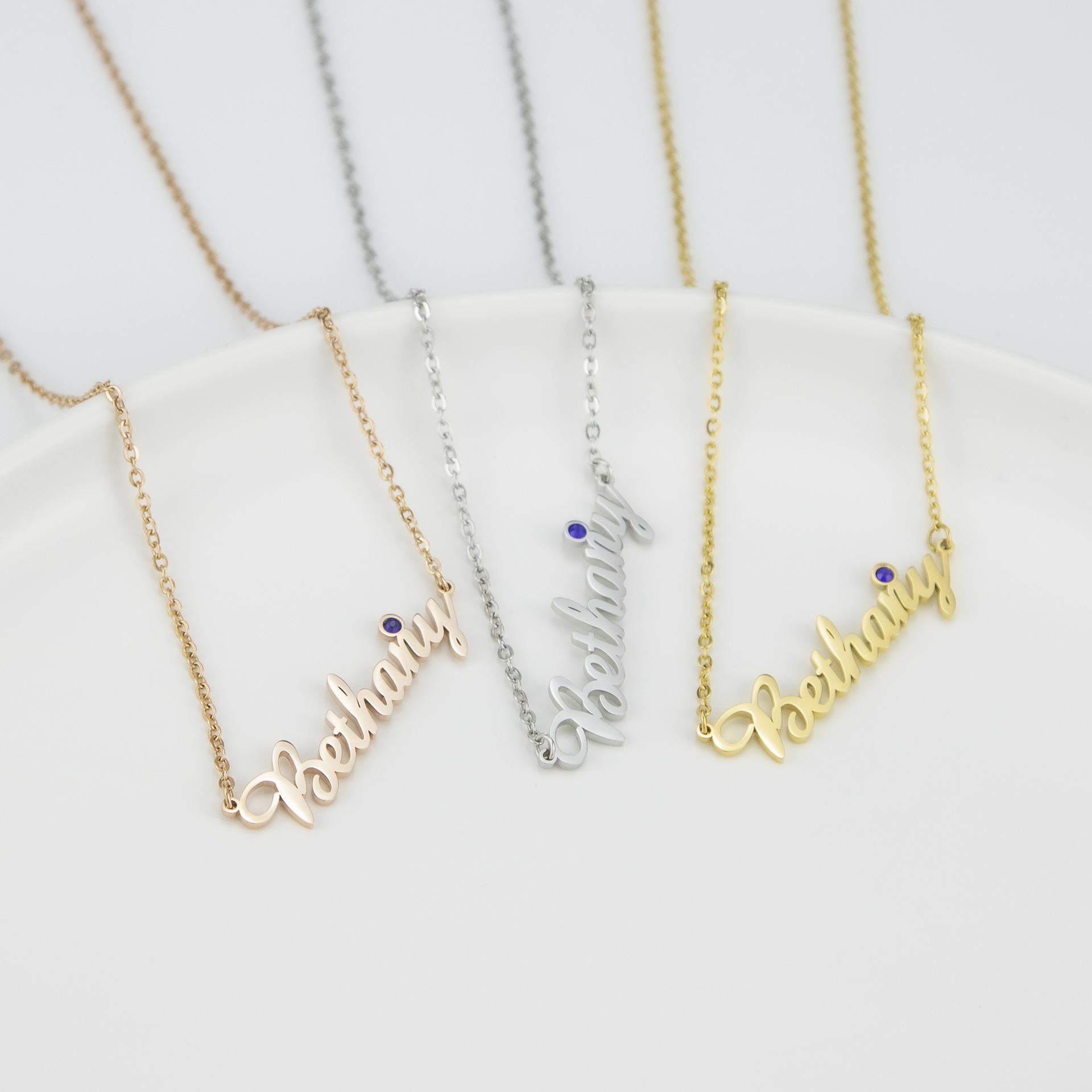 Customized Name Necklace with Birthstone