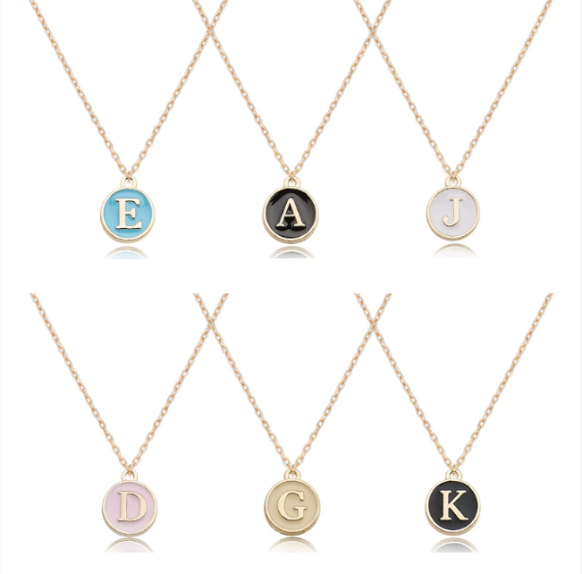 Candy color 26 letters necklace pendant