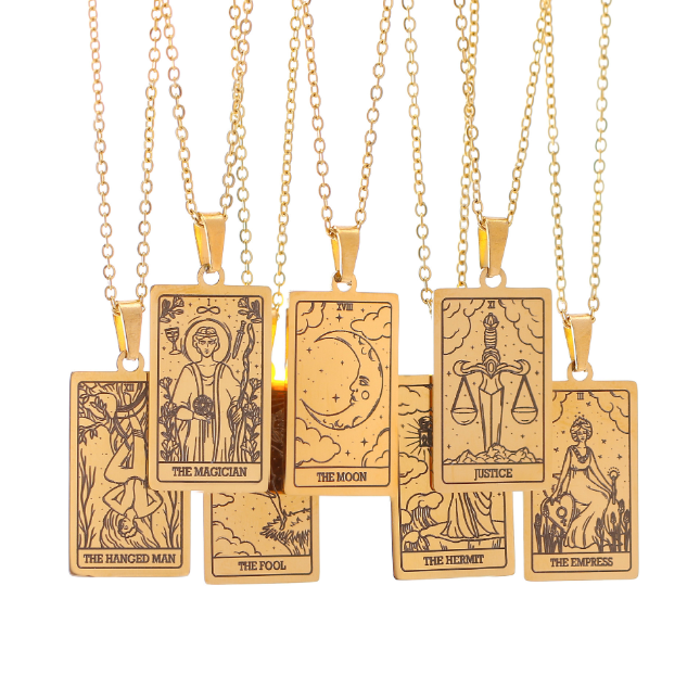 22 Tarot Necklace Pendant Square Personality Simple Vintage Women