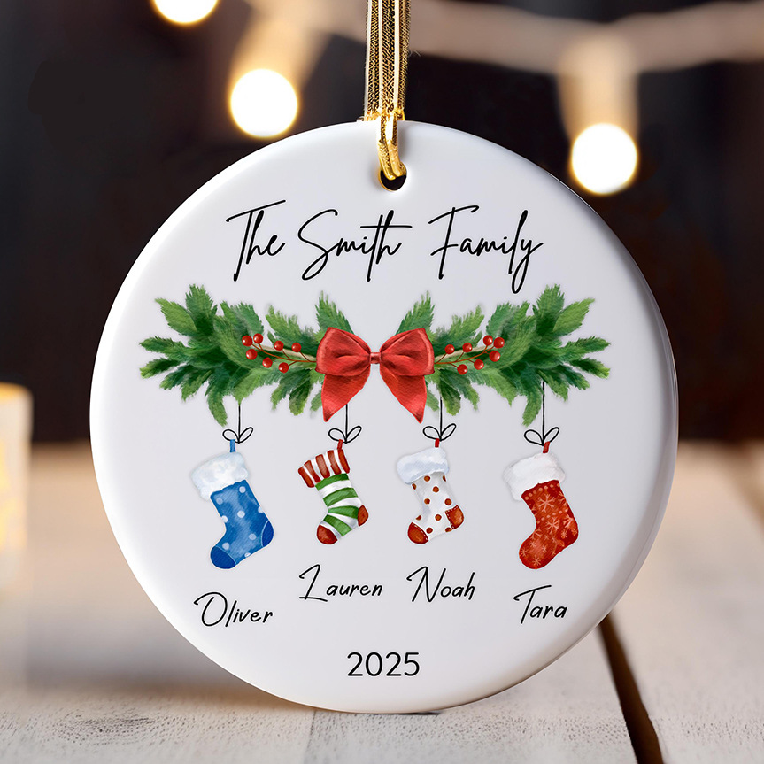 Custom Christmas Ornament, Personalized Ceramic Photo Keepsake, Family Christmas Tree Decoration