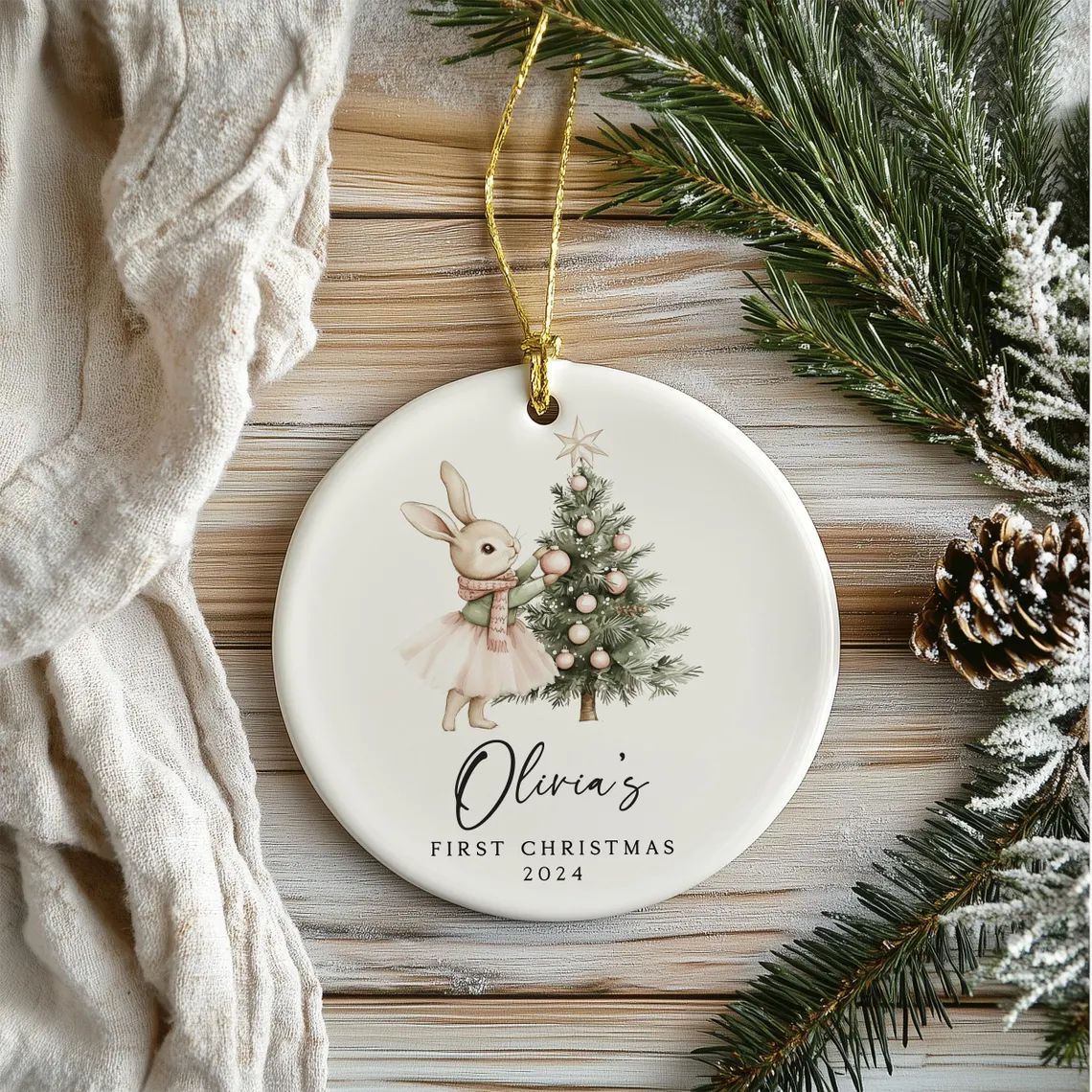 Personalized Baby Christmas Ornament - Custom Name Ceramic Ornament