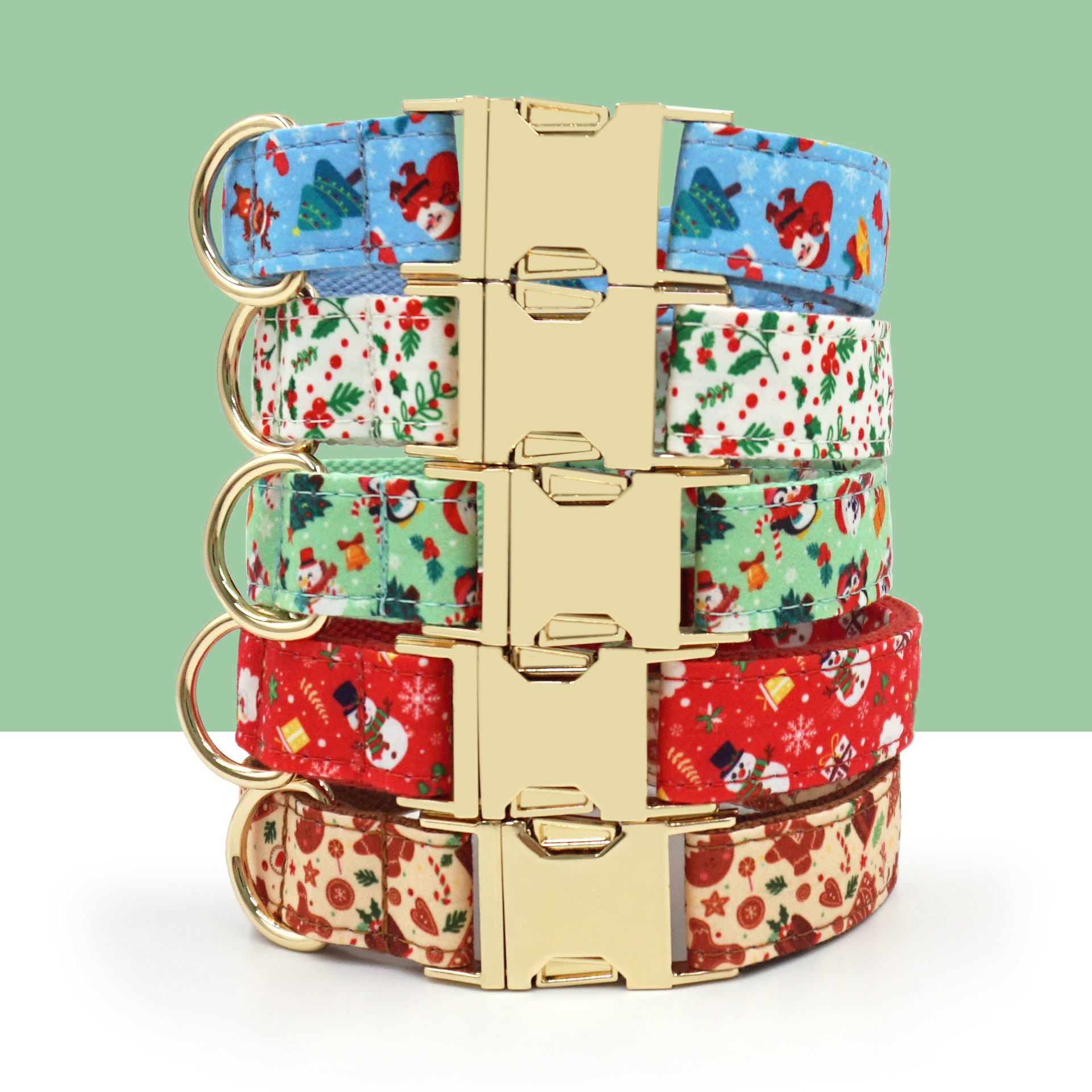 Personalized Christmas Dog Collar with Leash: Engraved Buckle, Holiday Puppy Gift