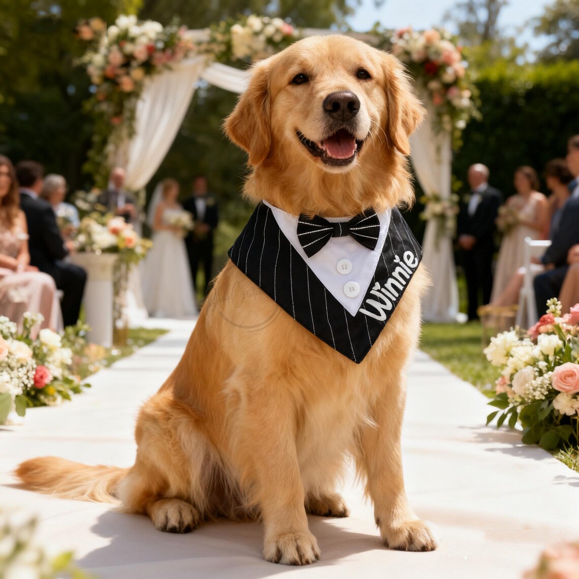 Personalized Tuxedo Dog Bandana - Gentleman Dog Bandana with Custom Embroidered Name