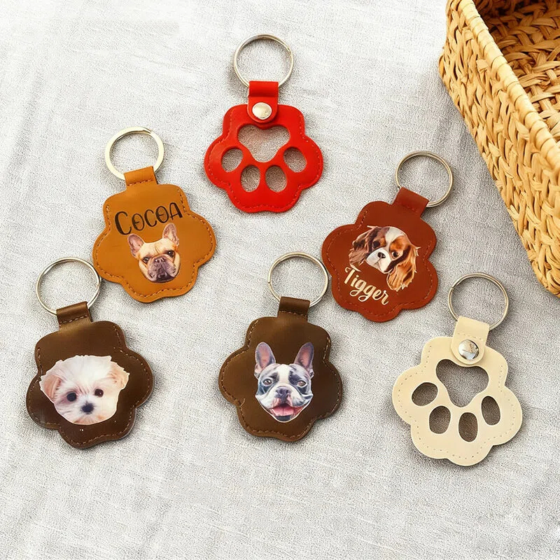 Personalized picture with name Pet Hair Memorial keychain, Paw Print Fur Holder Keychain