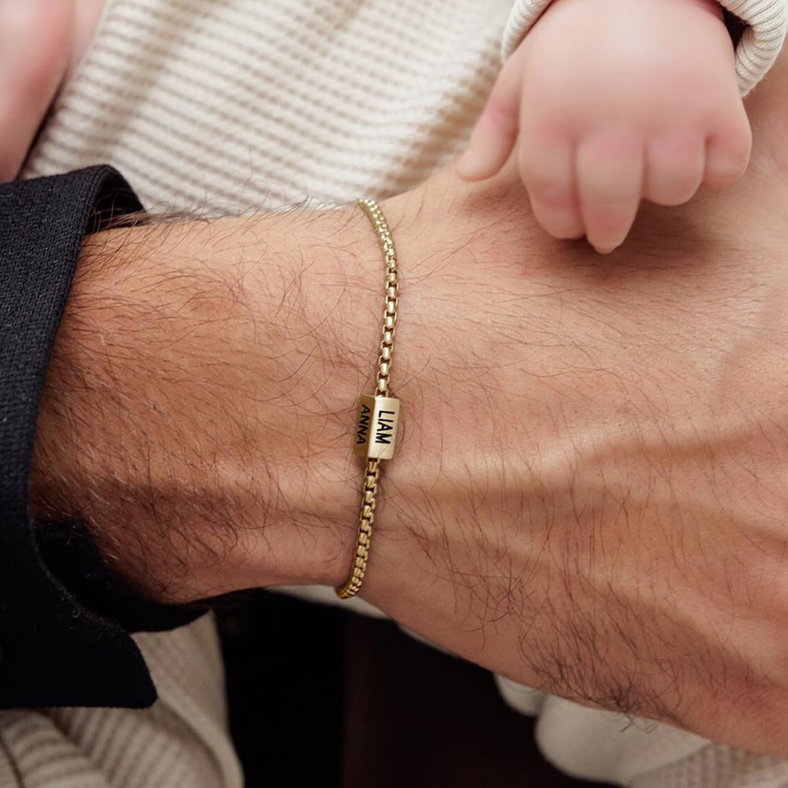 Personalized Dad Bracelet With Kids Name, Custom Family Name Stainless Steel Bracelet