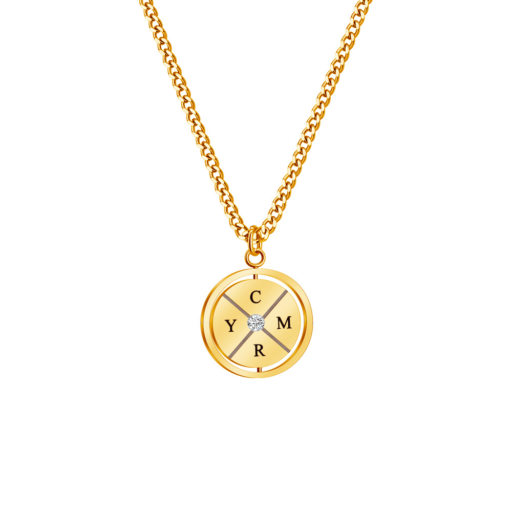 Custom Engraved Compass Necklace With Zircon