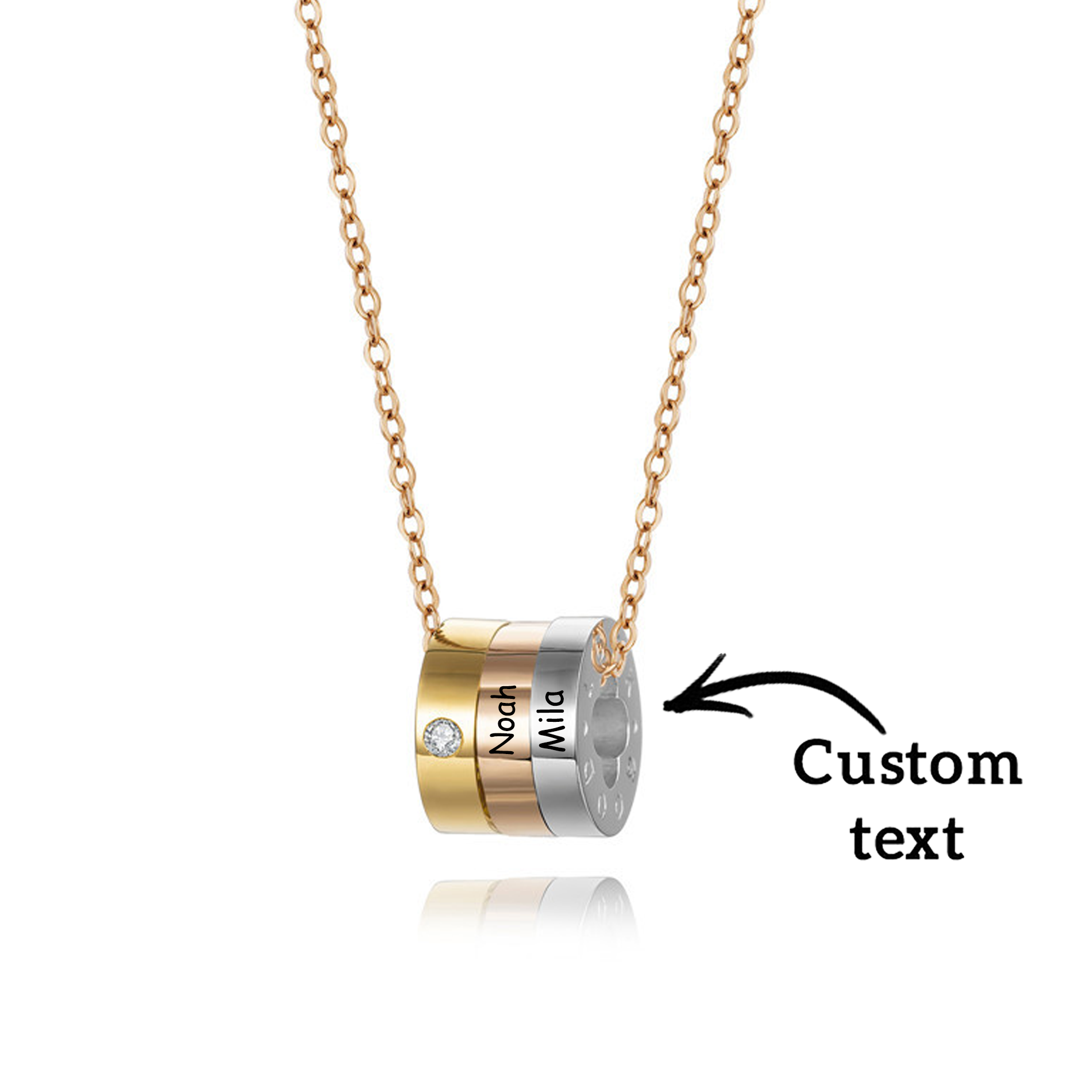 Stainless steel multi-layer circle engraved necklace
