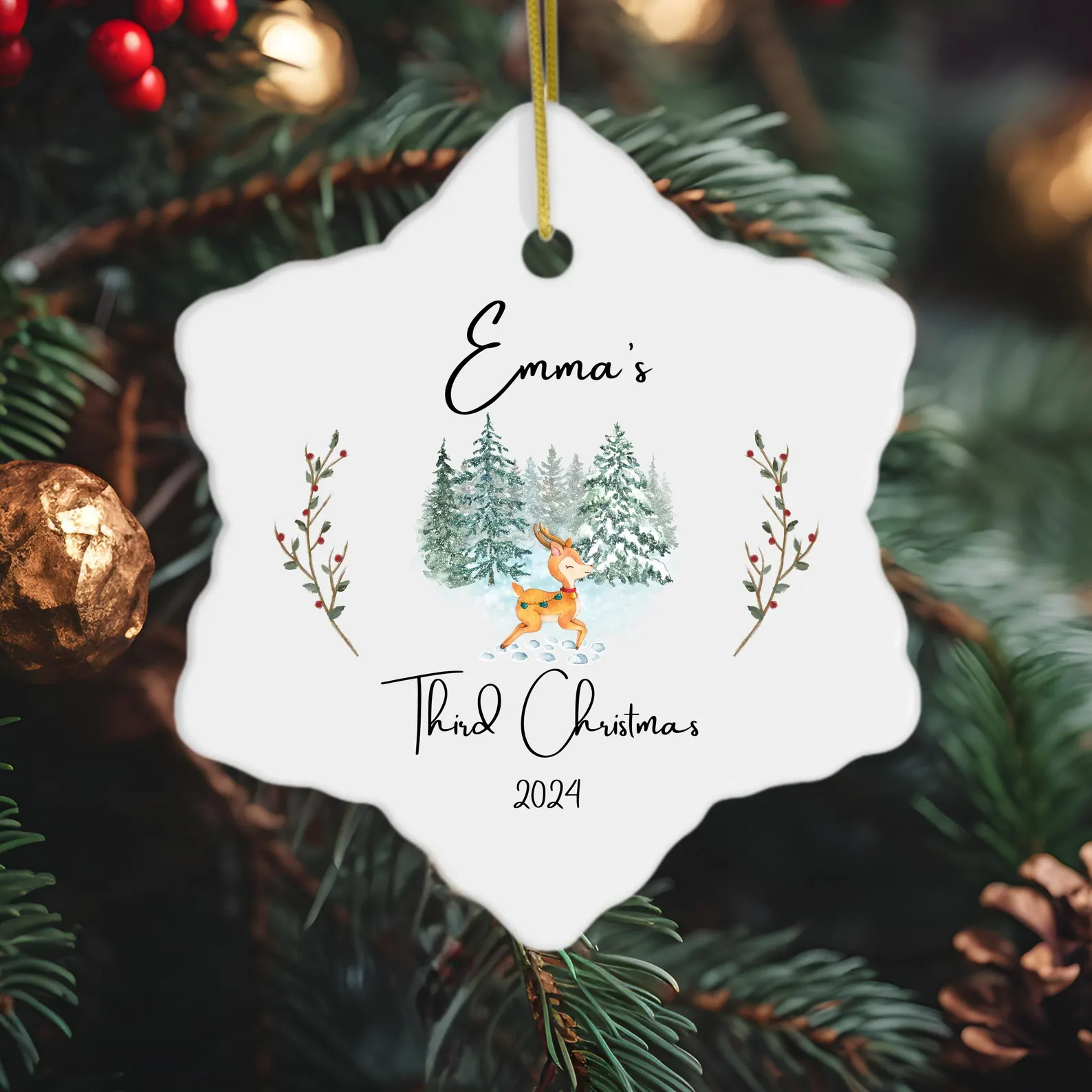 Personalized Baby's First Christmas Ornament, Custom Name Ceramic Ornament