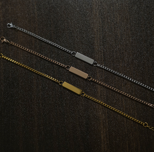 18K Stainless Steel Engraved Bracelet