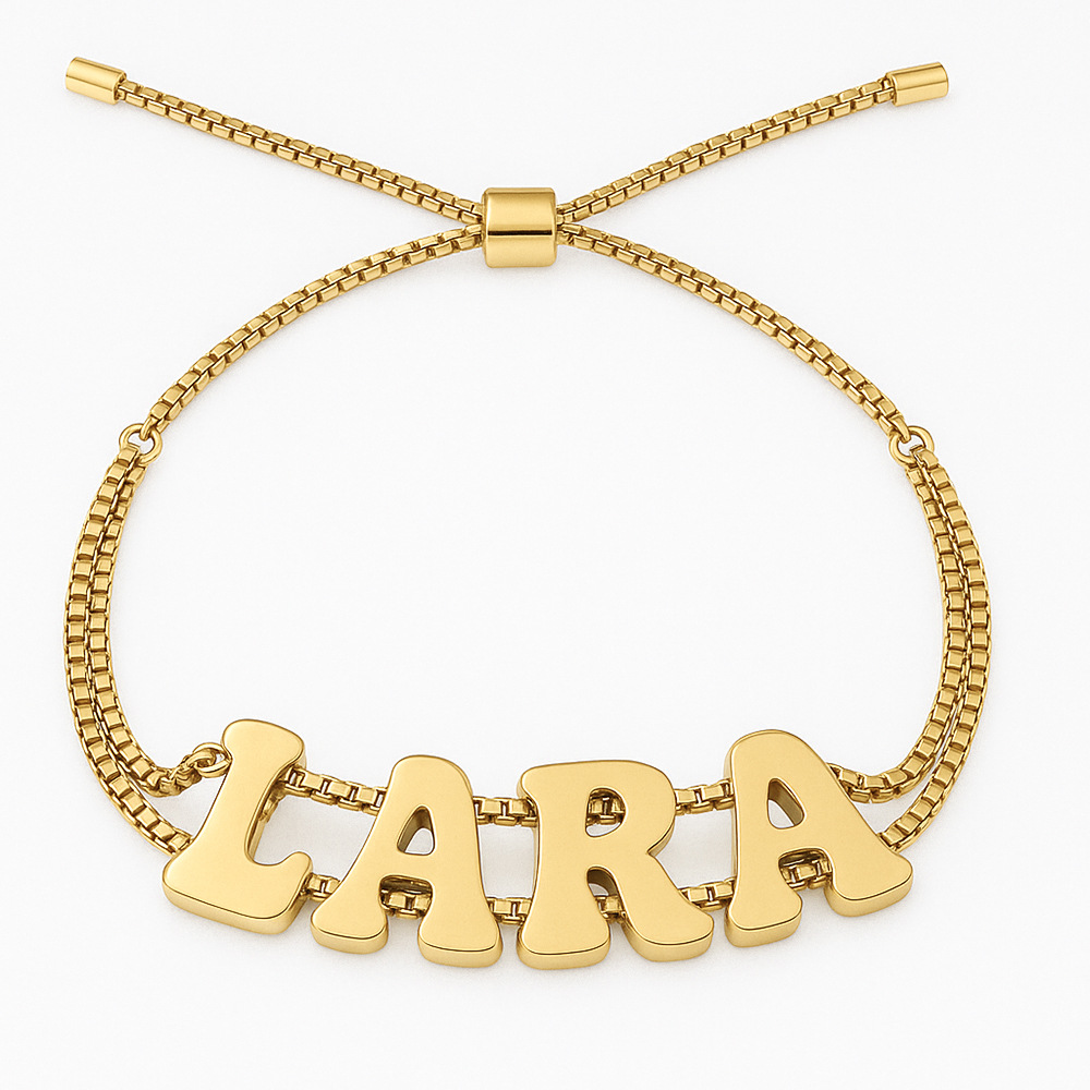 Custom Letters Stainless Steel Bracelet with 18K Gold Plated