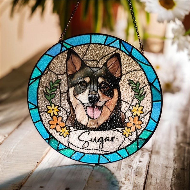 Personalized Pet Portrait Stained Glass Suncatcher