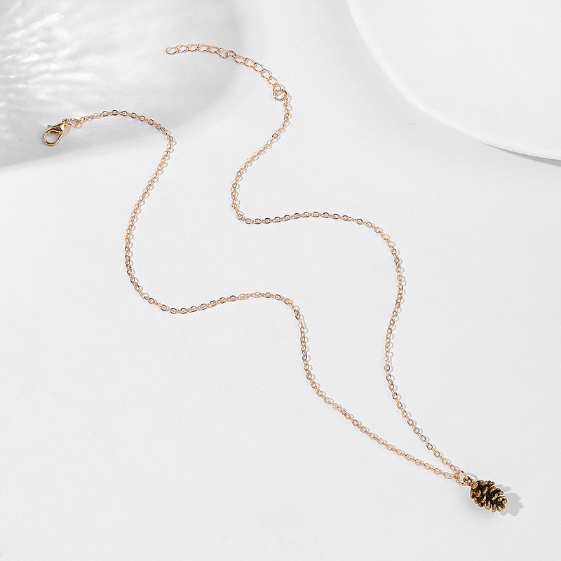 Custom Pinecone Initial Necklace Personalized Gifts for Mom Gift Necklace Dainty Pine Jewelry