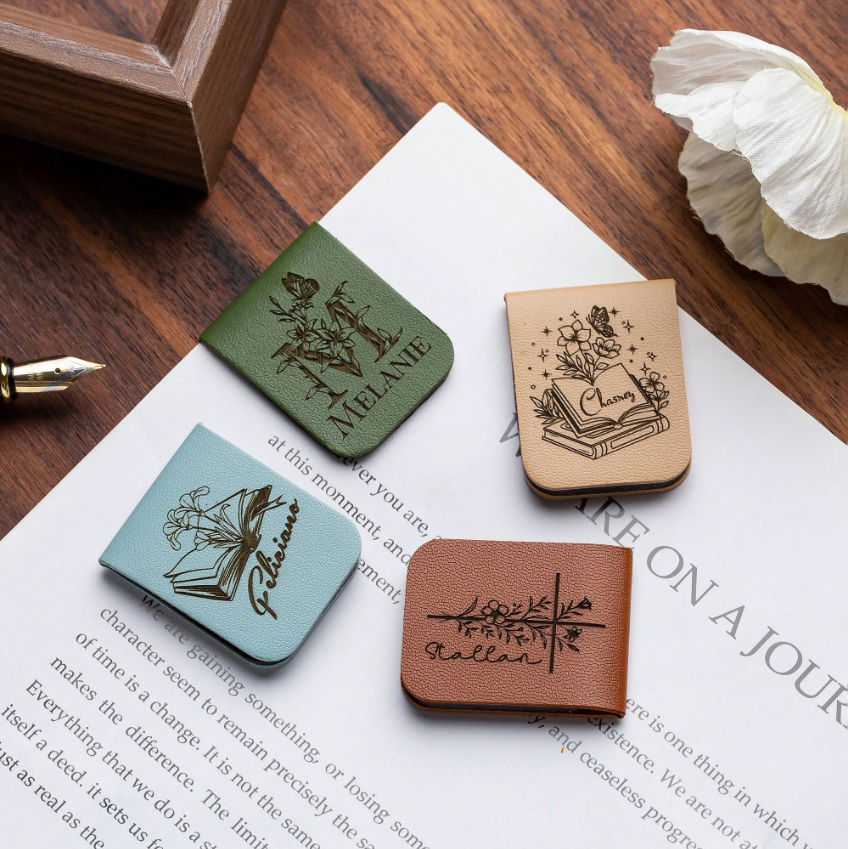 Personalized Magnetic Leather Bookmark