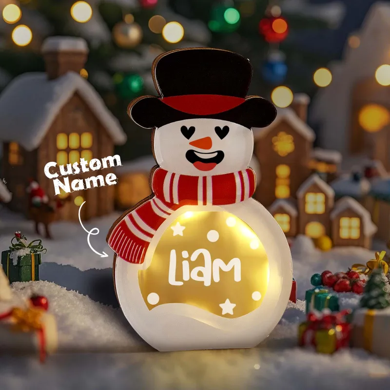 Personalized Lighted Wooden Snowman