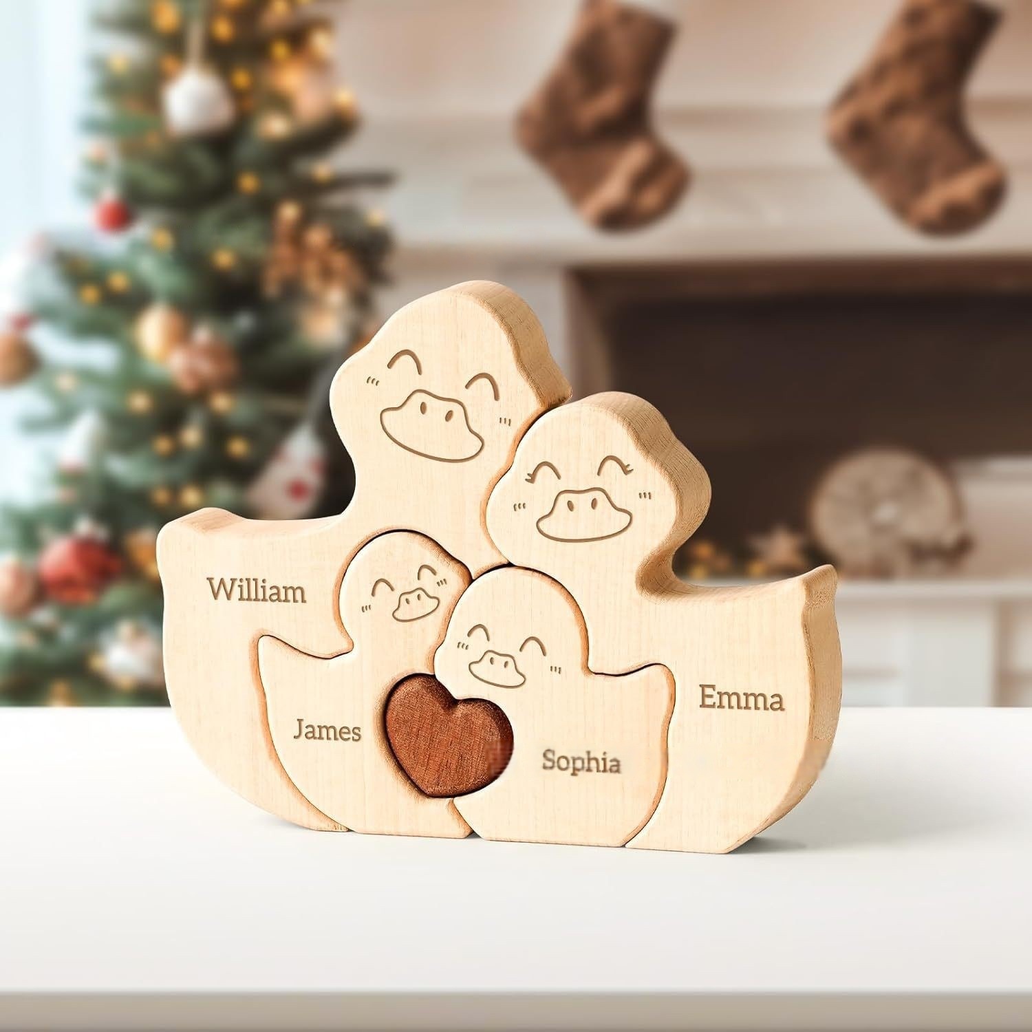 Personalized Wooden Duck Family Puzzle Decor