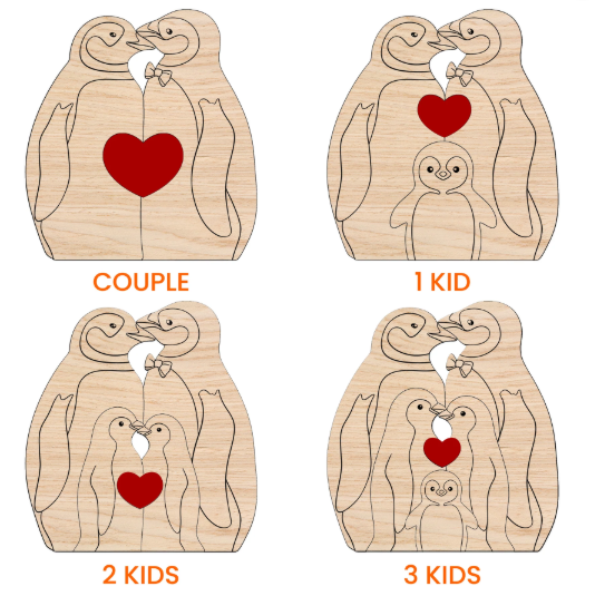 Personalized wooden penguin puzzle
