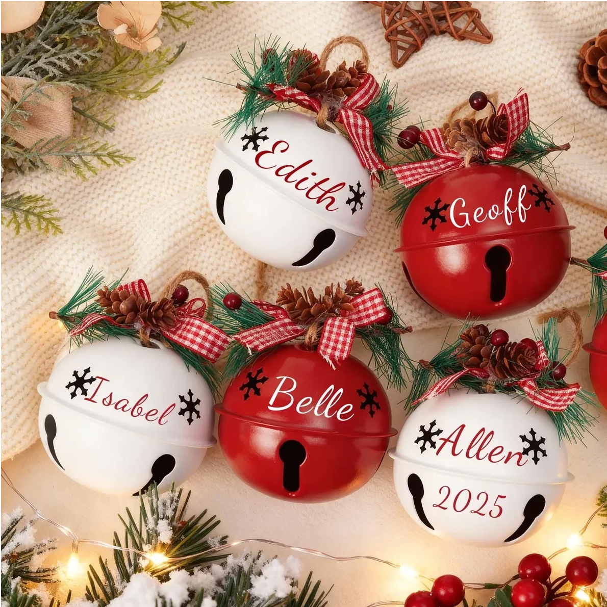 Custom Christmas Jingle Bell,Personalized Christmas Tree Ornamen