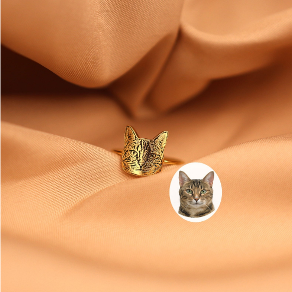 Custom Pet Portrait Ring Personalized Pet Lover Gift