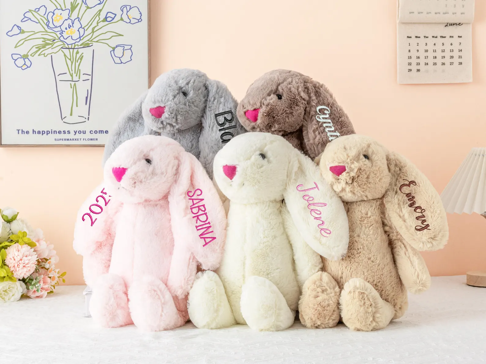 Personalized Plush Bunny Rabbit - Custom Embroidered