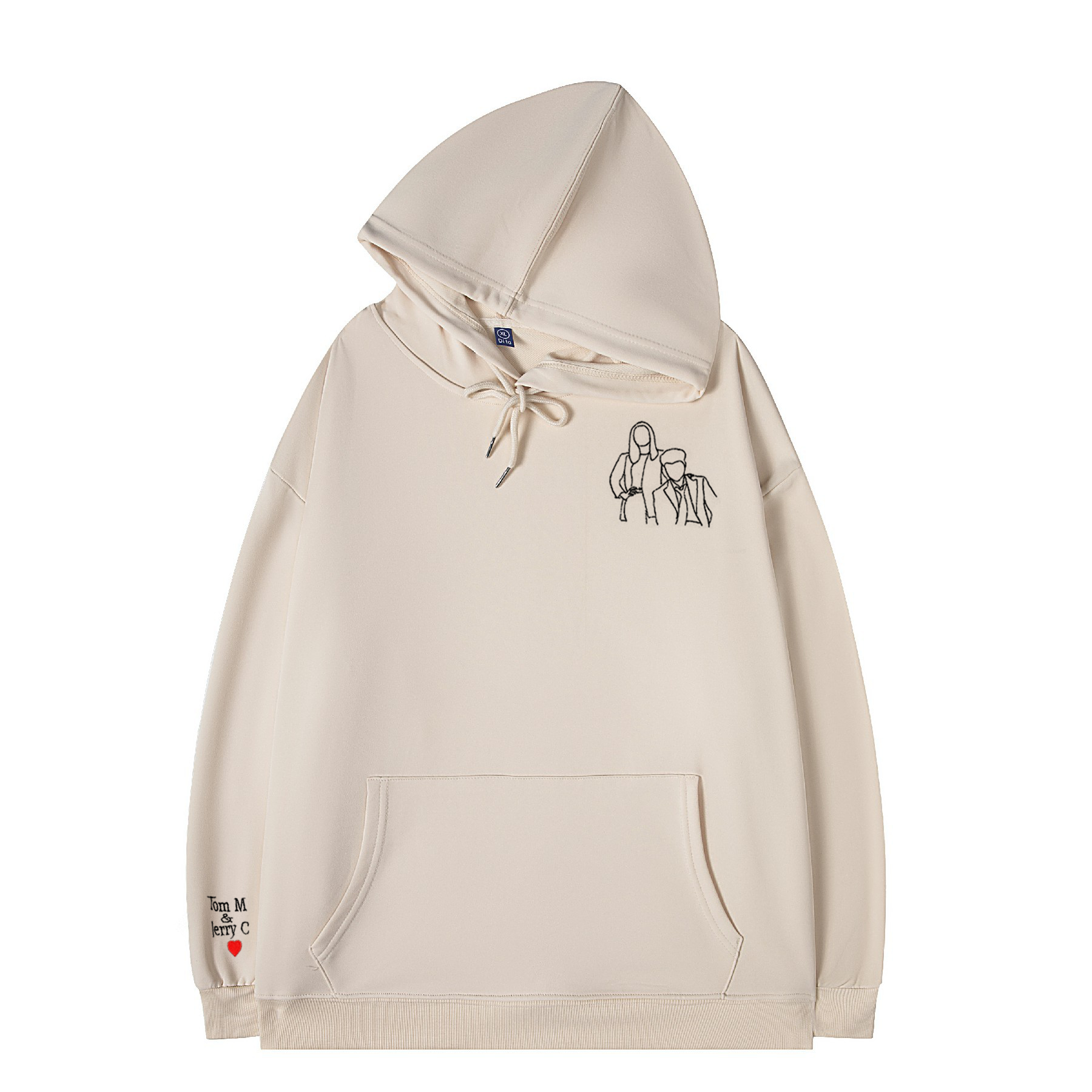 Personalized Line Drawing Embroidered Hoodie (Oversize)