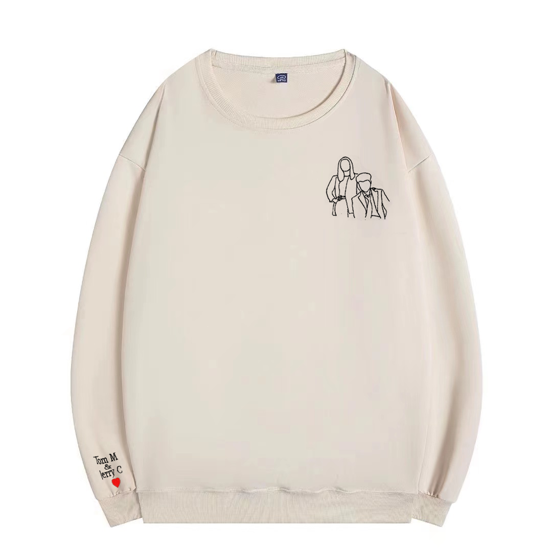 Personalized Line Drawing Embroidered Crewneck Sweatshirt (Oversize)