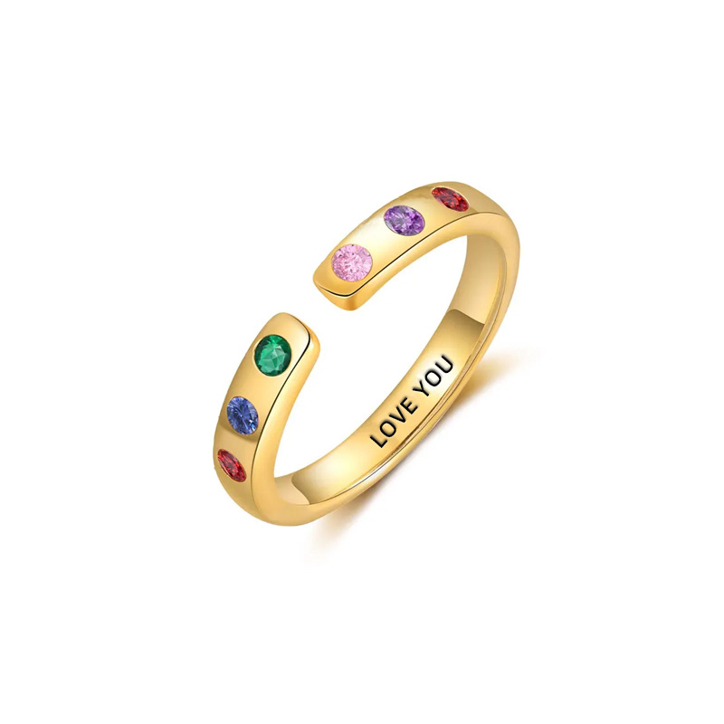 Personalized Text Birthstone Rings
