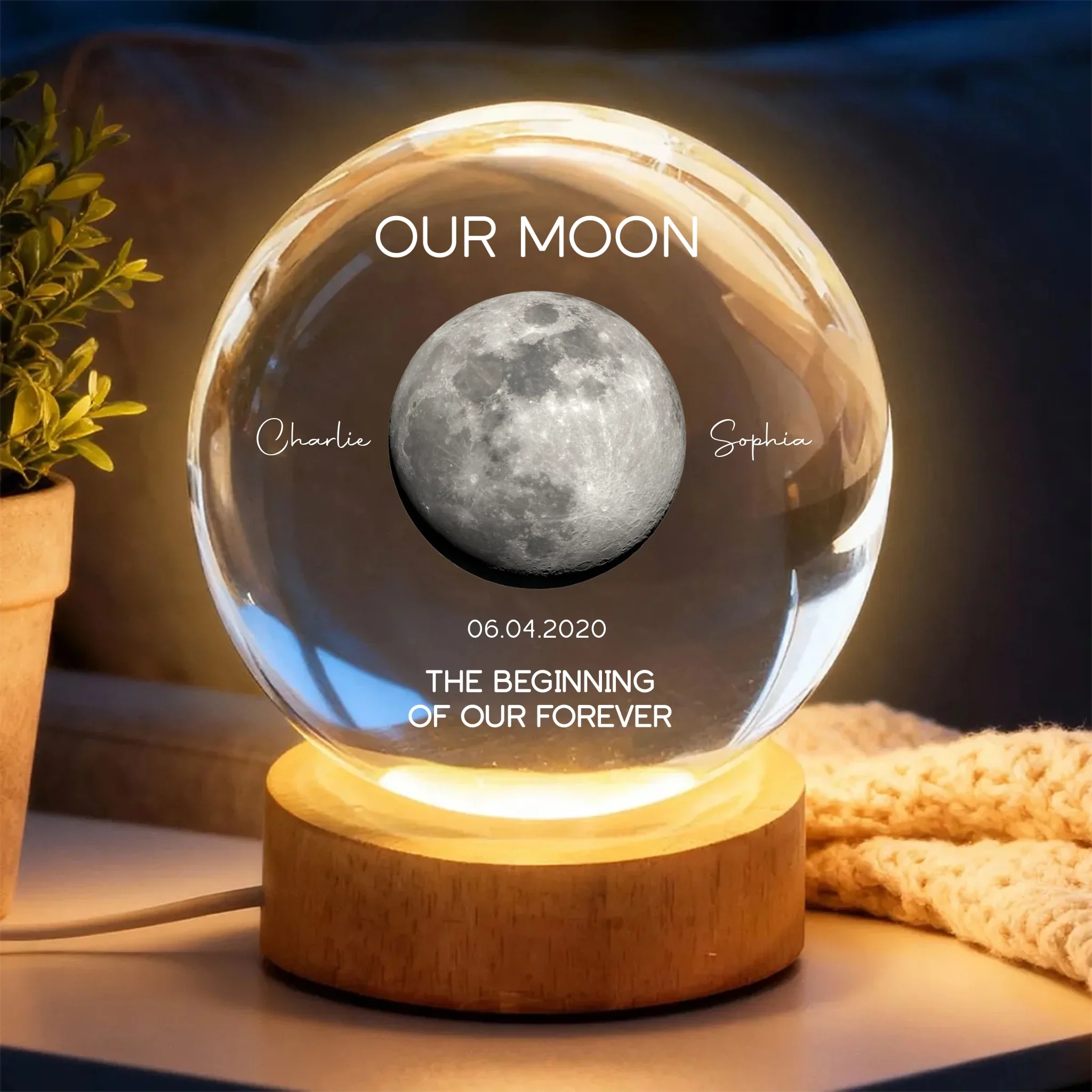 Personalized Crystal Ball LED Night Light