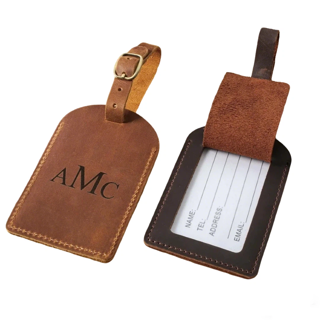 Personalized Crazy Horse Leather Luggage Tag