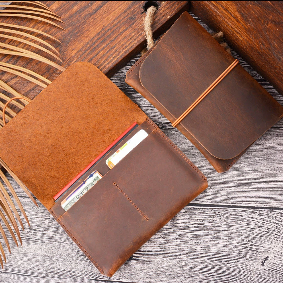 Custom Engraved Crazy Horse Leather Passport Cover B