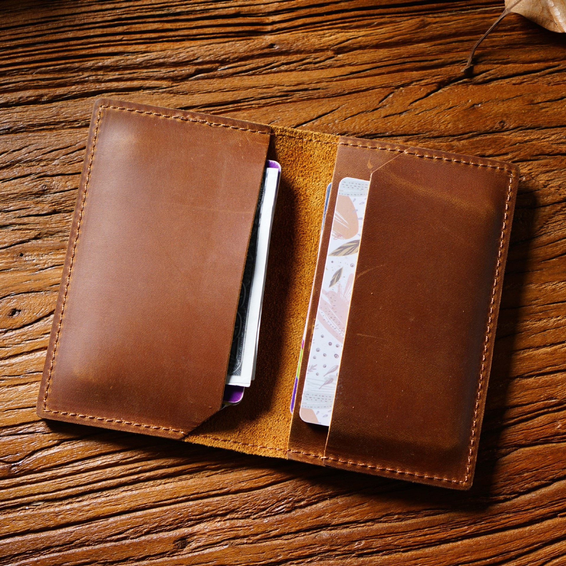 Custom Engraved Crazy Horse Leather Card Holder A