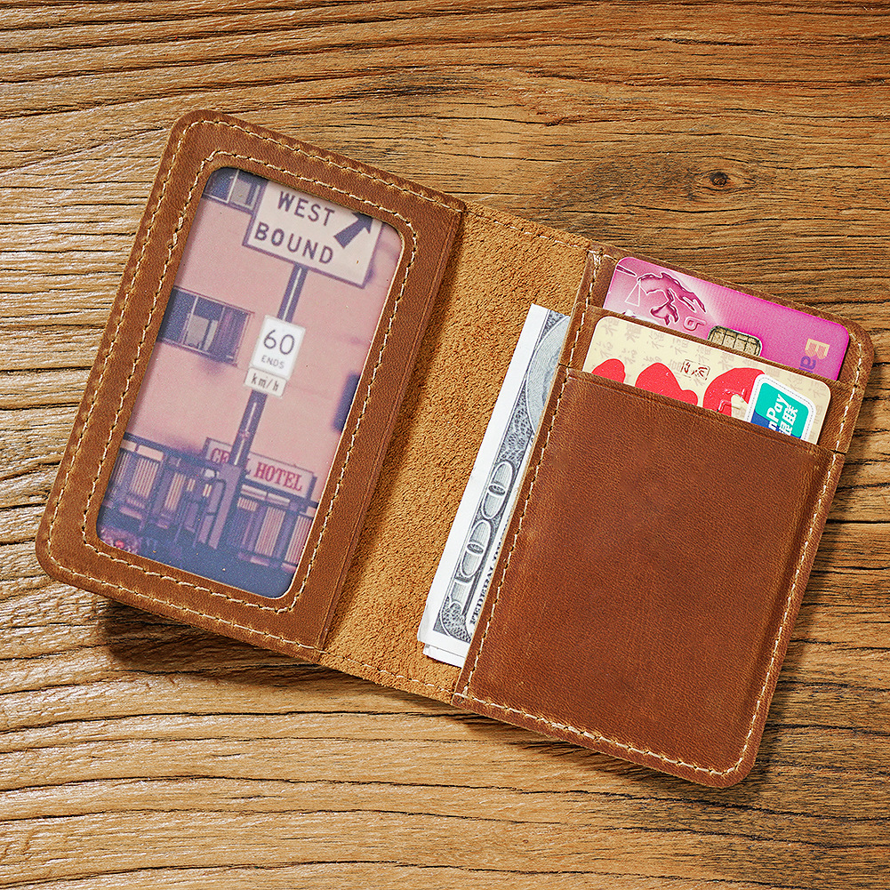 Custom Engraved Crazy Horse Leather Card Holder C
